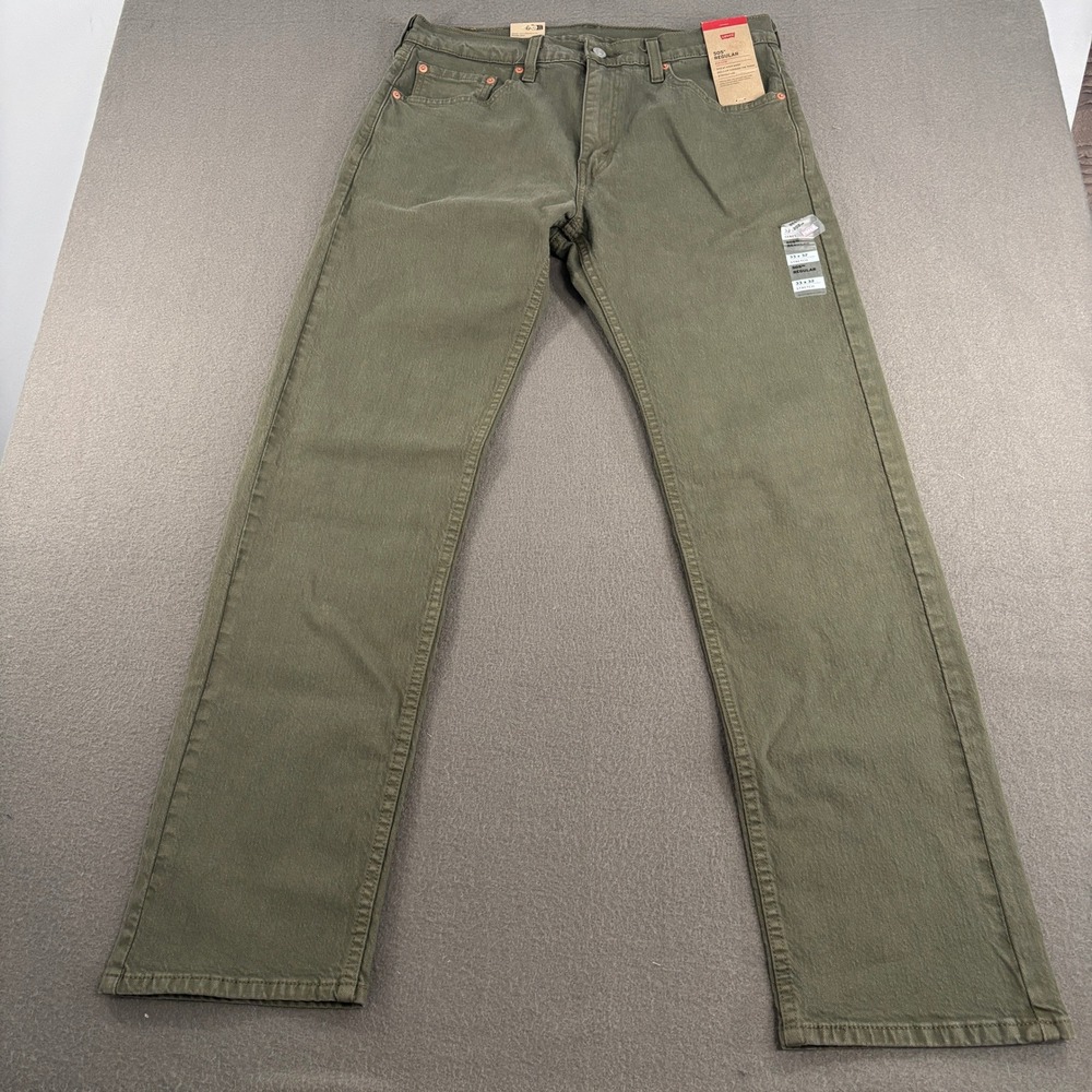 Levi's 505 Regular Jeans Mens Size 33x32 Olive Green Stretch 005052615